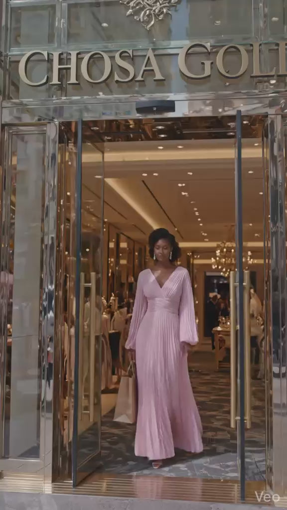 Vestido longo plissado