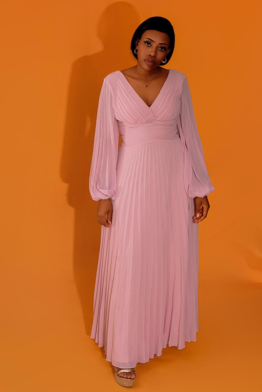 Vestido longo plissado