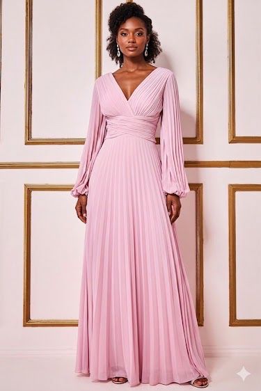 Vestido longo plissado