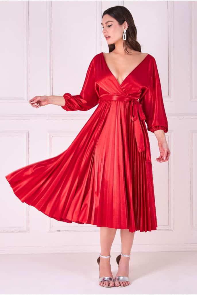 Vestido midi plissado