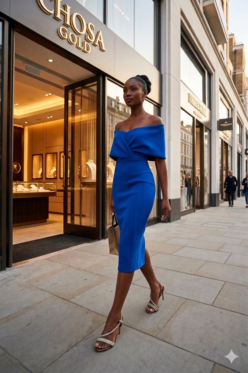 Vestido midi azul